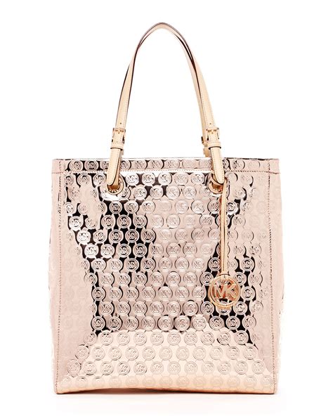 michael kors jet set monogram tote rose gold|Michael Kors Tote bag black.